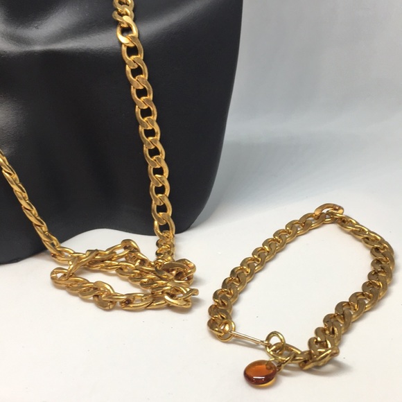 Brass Flat link chain and bracelet - Picture 2 of 7